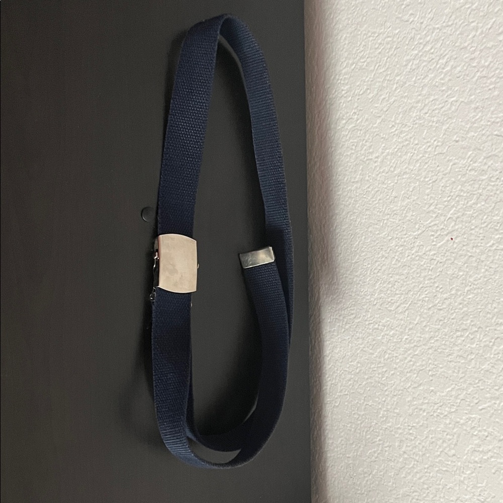 American Apparel Navy Blue adjustable belt with silver buckle